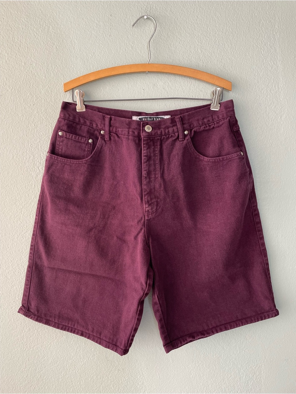 🌱5/$25🌱 Anchor Blue | Vintage 90s Burgundy High Waist Long Denim Mom Shorts